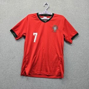Portugal National Team Men Jersey M Red Cristiano Ronaldo #7 Embroidered Logo